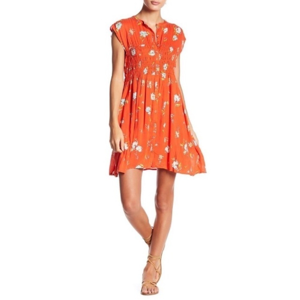 Free People Greatest Day Smocked Mini Dress XS casual vacation romantic summer - Picture 12 of 16